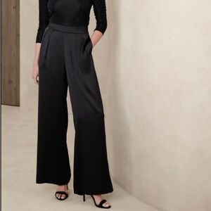 Banana Republic Factory Black Satin Wide Leg Pants